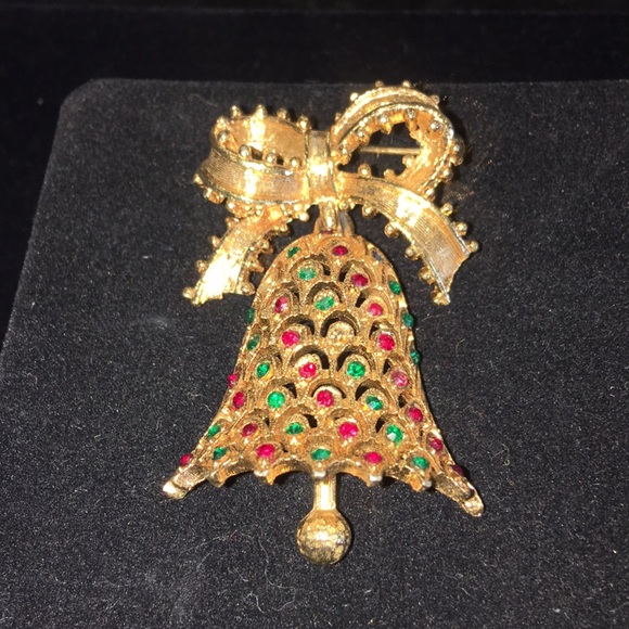 MYW Vintage Christmas Bell - 1960's brooch - Picture 2 of 7